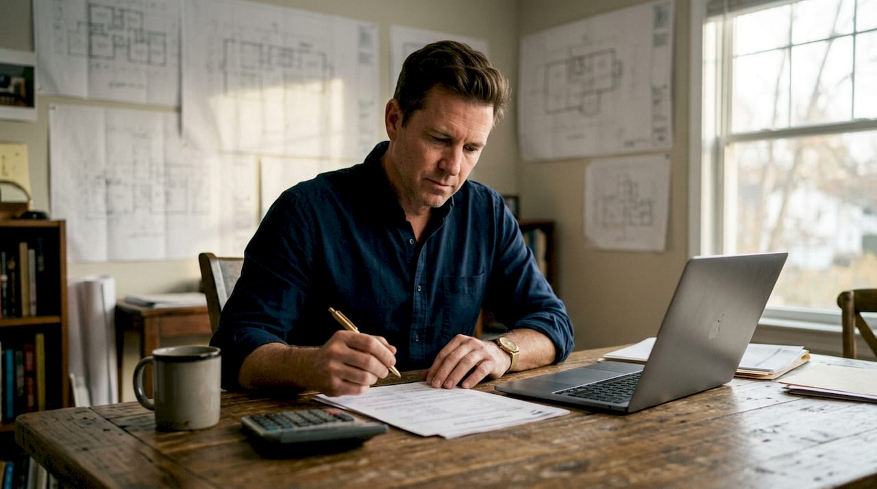 Developer reviewing hard money loan documents