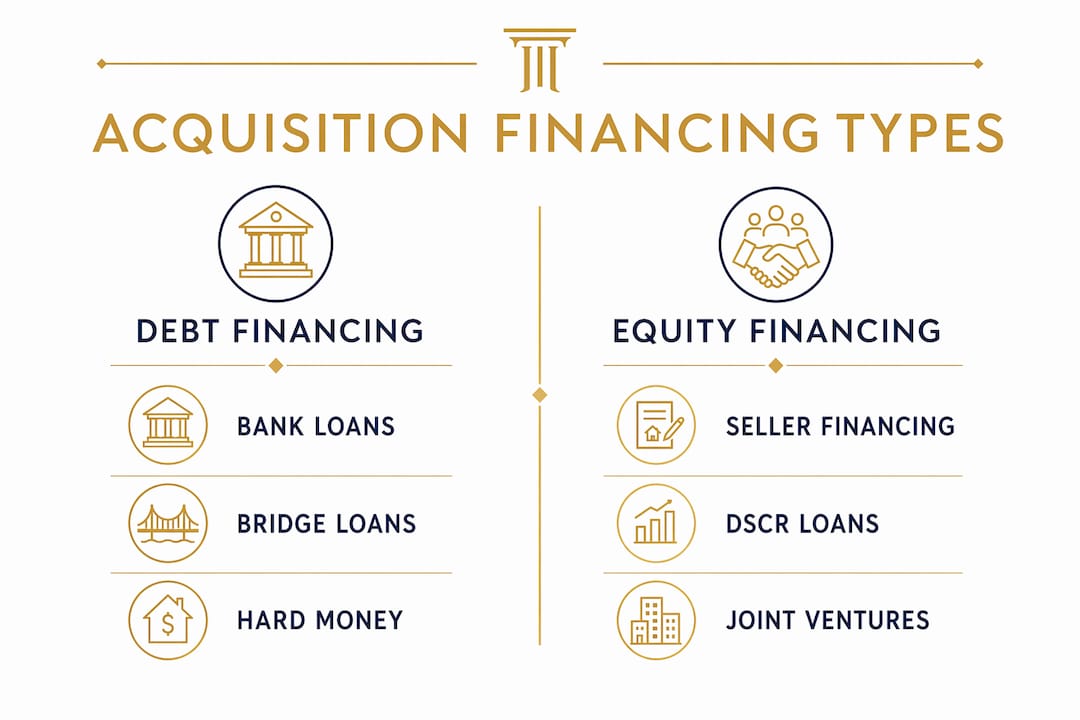Infographic comparing acquisition financing types