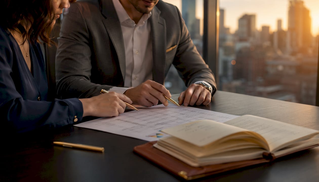 Hands reviewing multifamily financial metrics