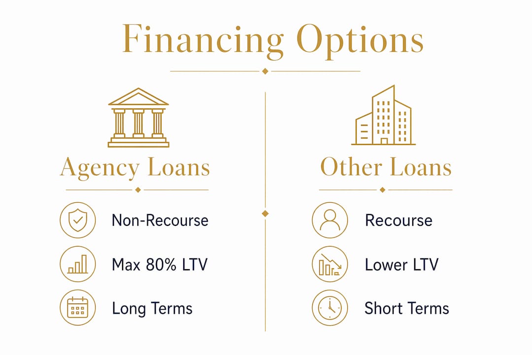 Infographic comparing agency loans versus other financing options