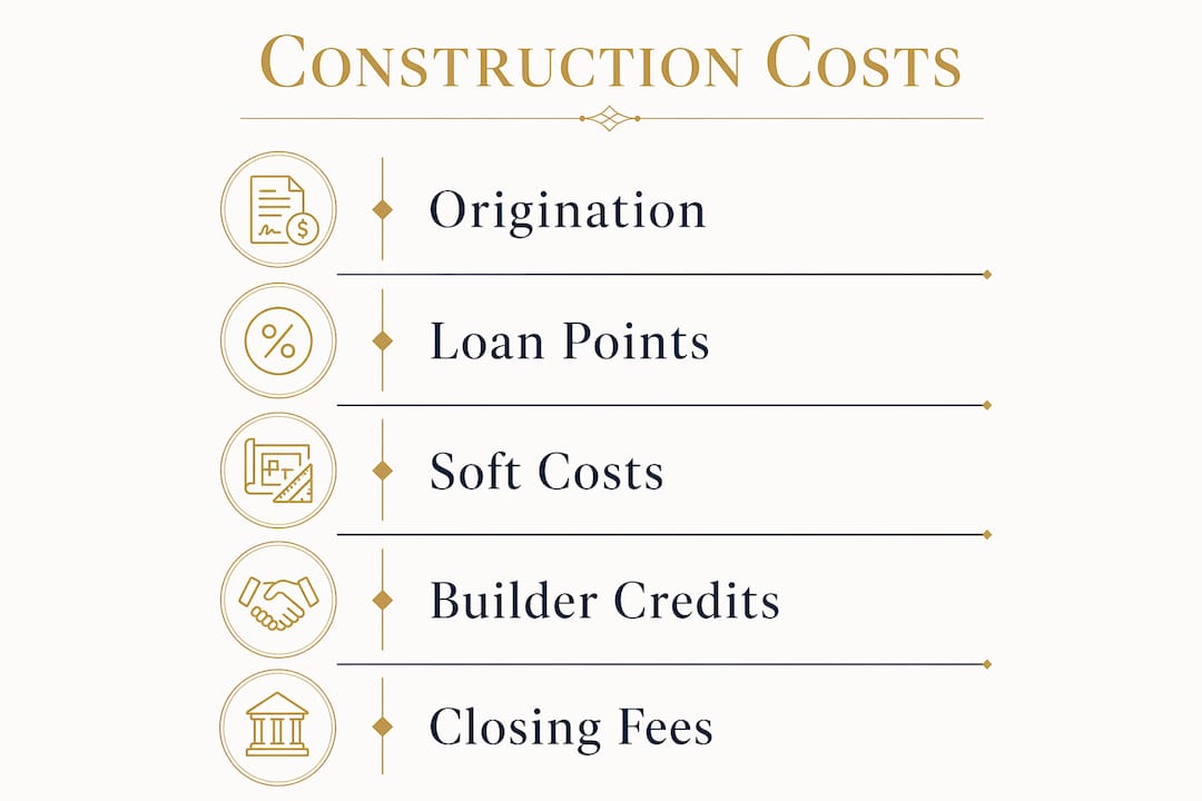 Infographic illustrating construction financing cost categories