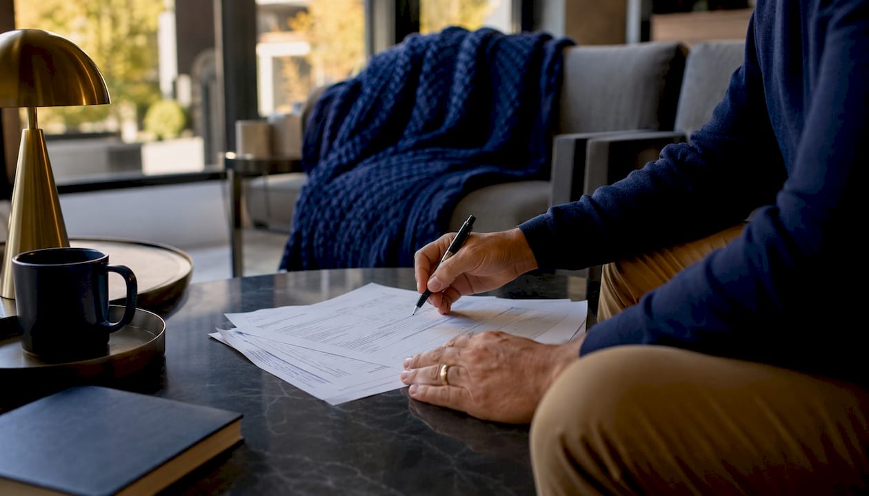 Hands reviewing SBA loan documents