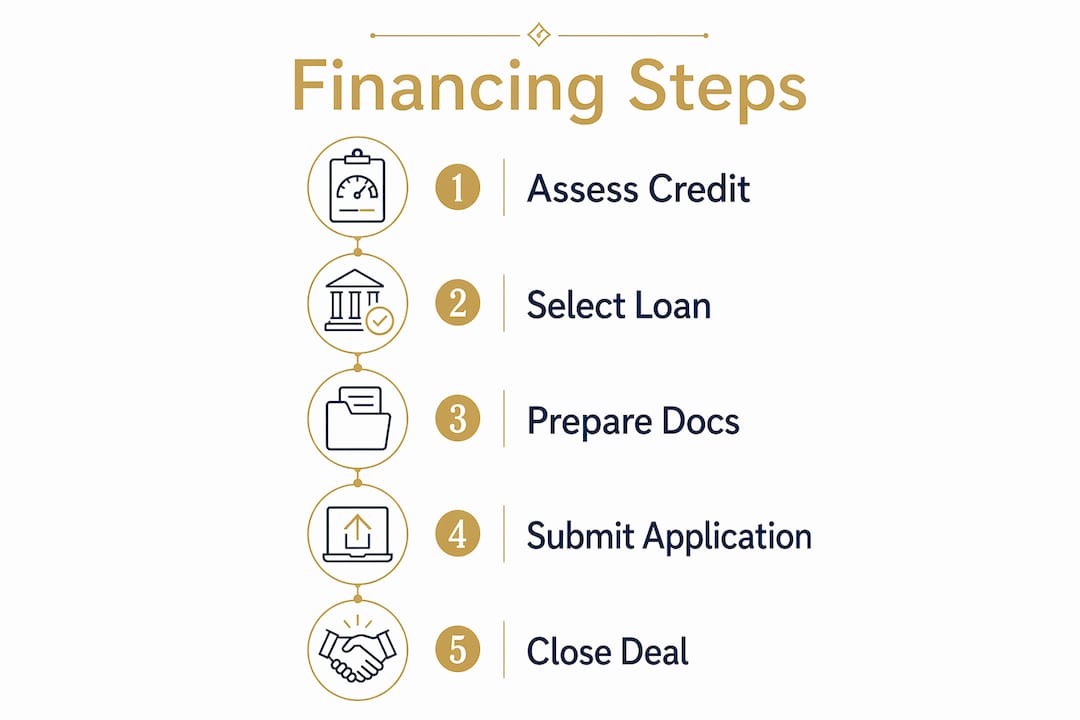 Infographic showing land financing stepwise process