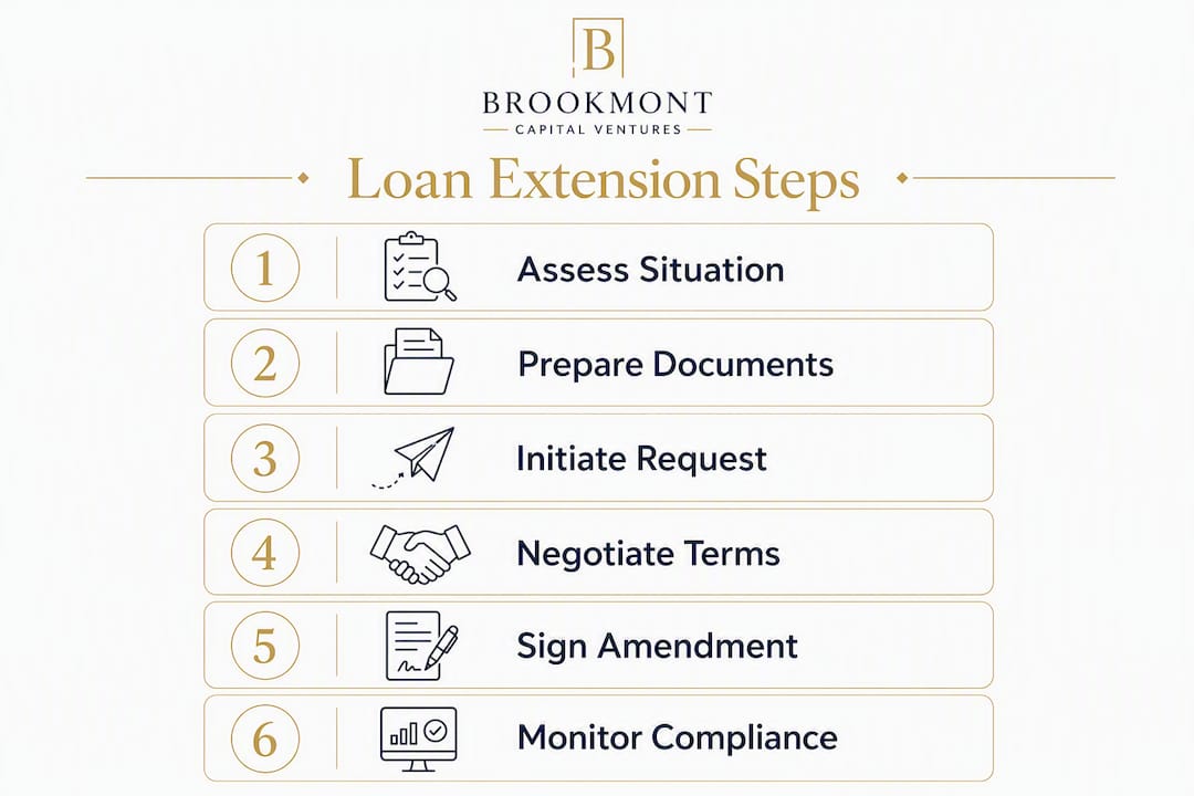 Infographic showing commercial loan extension steps in sequence