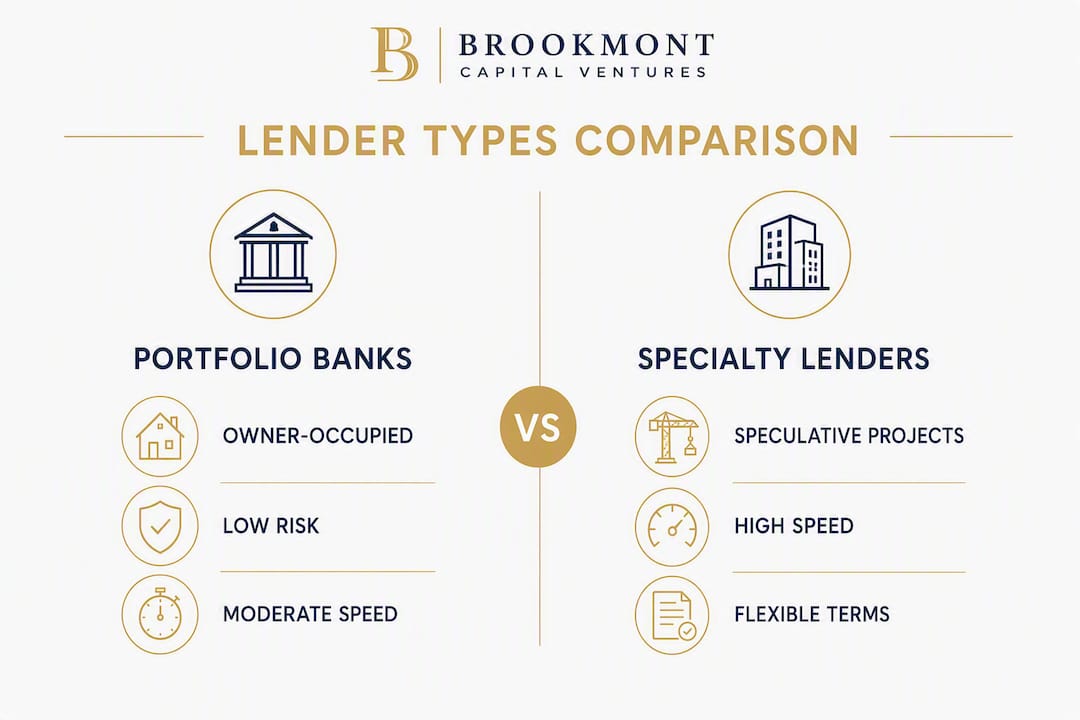 Infographic comparing portfolio banks and specialty lenders