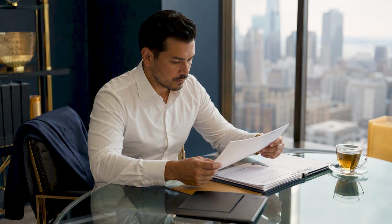 Sponsor reviewing capital raise pitch materials