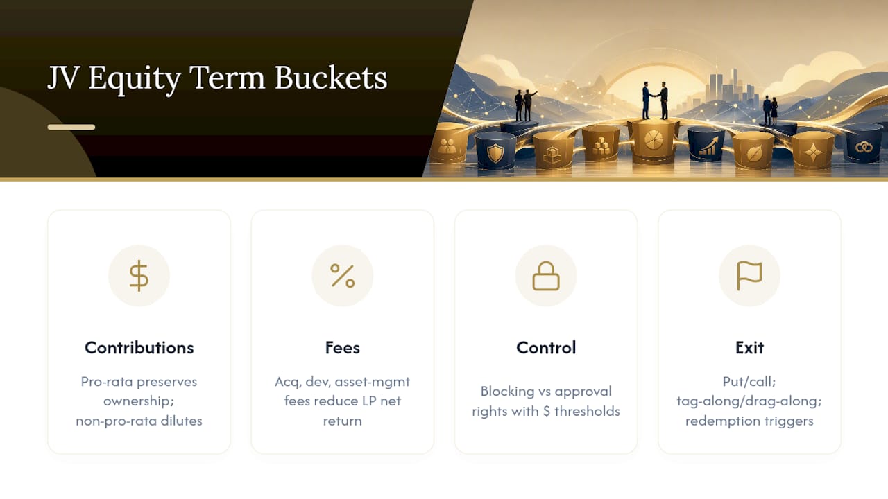 Four buckets defining JV equity structure