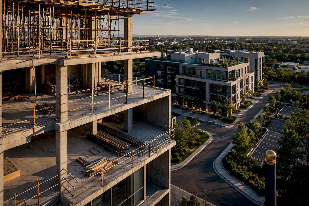 Commercial development at late construction stage