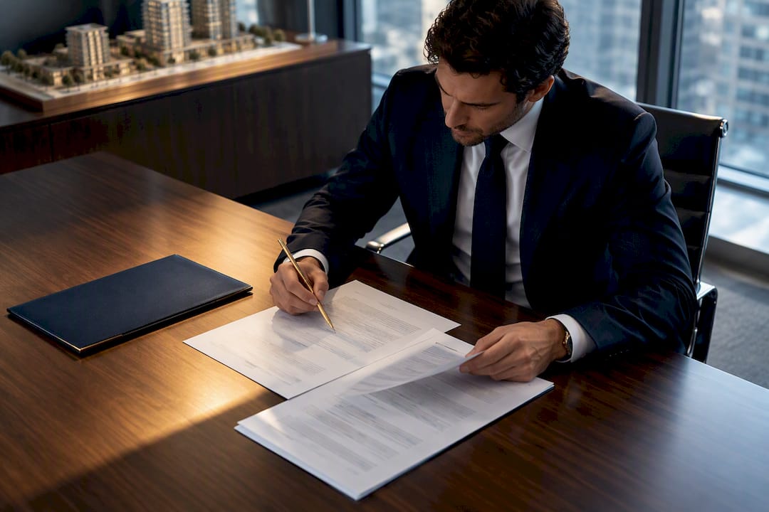 Hands reviewing an equity term sheet