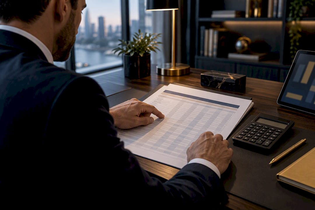 Lender reviewing an anonymized rent roll