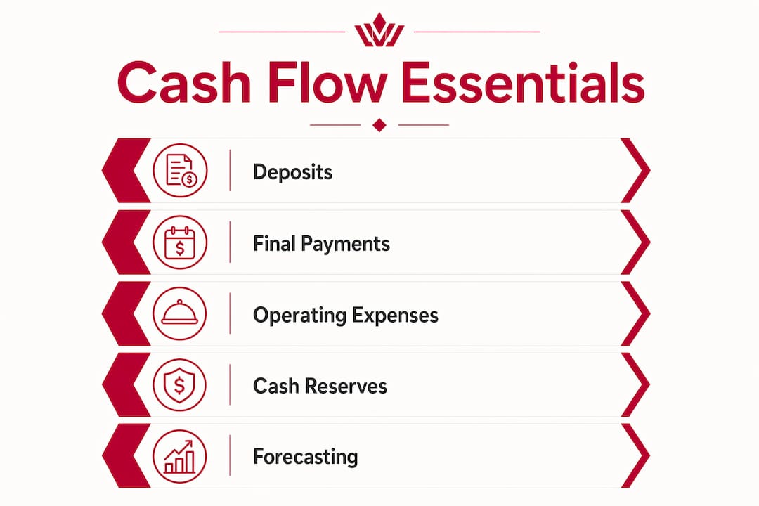Infographic illustrating key steps in catering cash flow management