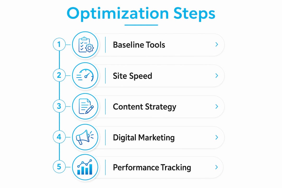 Infographic showing website optimization steps