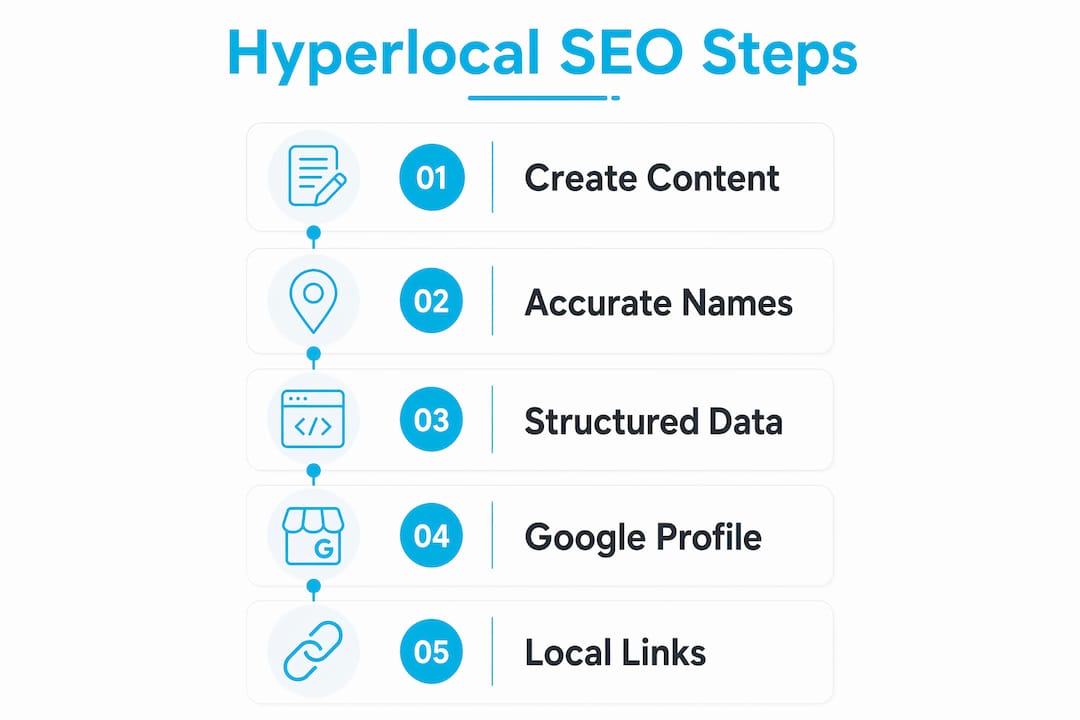 Infographic outlining key hyperlocal SEO strategies