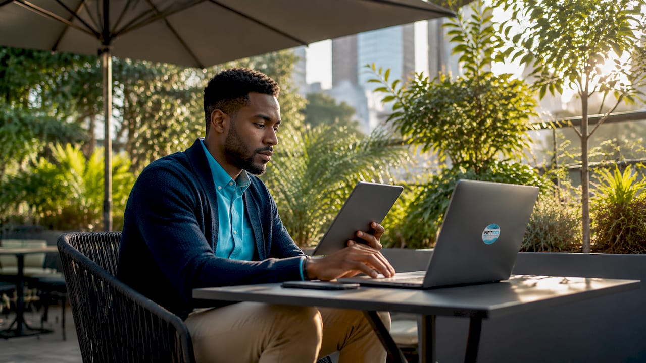 Professional working on SEO improvements at desk