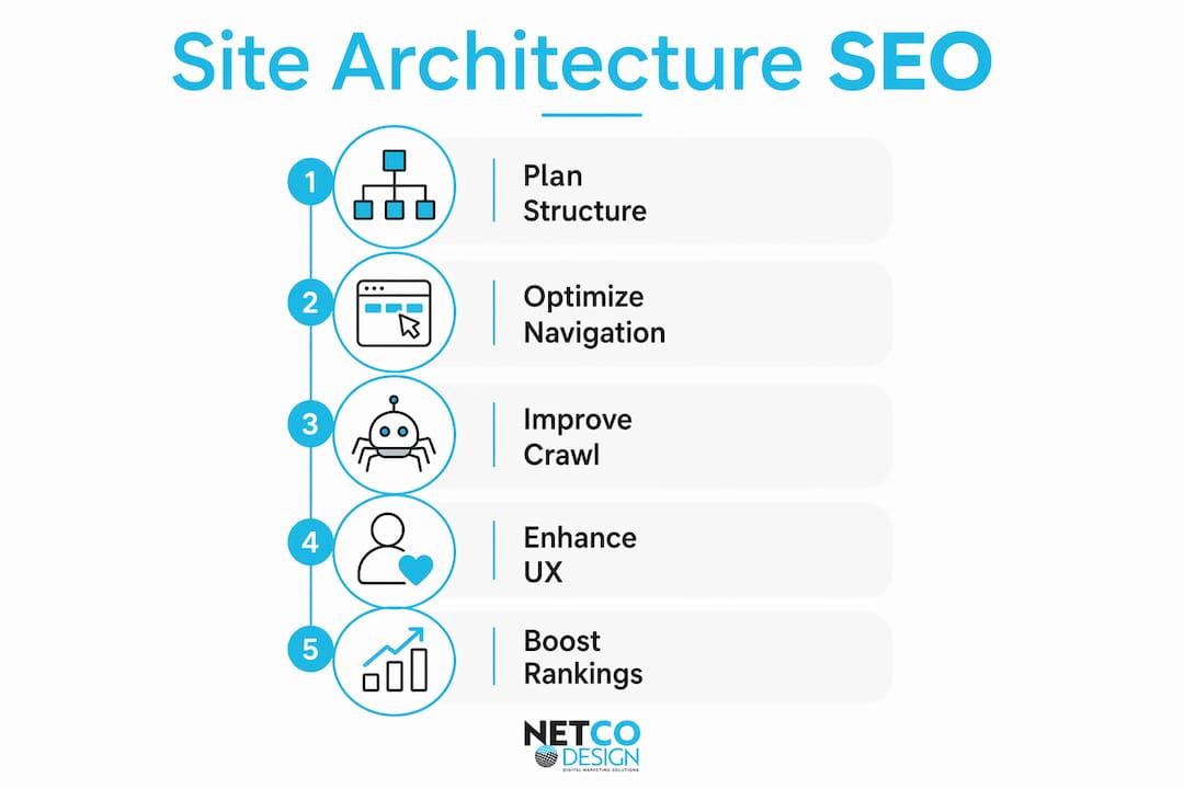 Infographic showing site architecture SEO steps