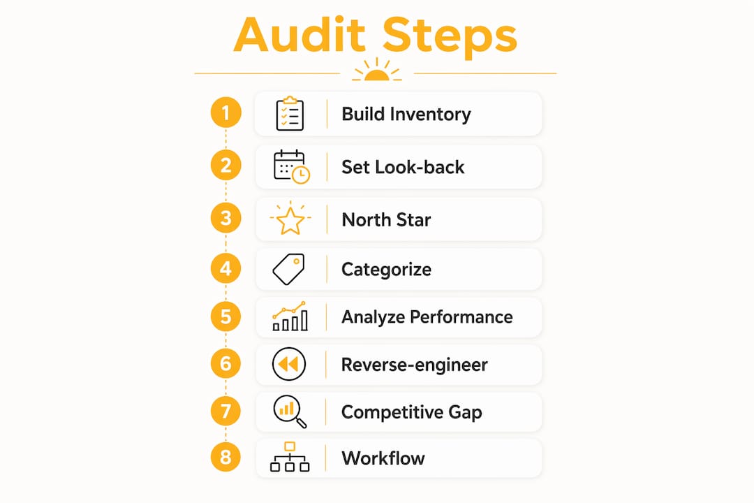 Infographic illustrating steps of social media content audit