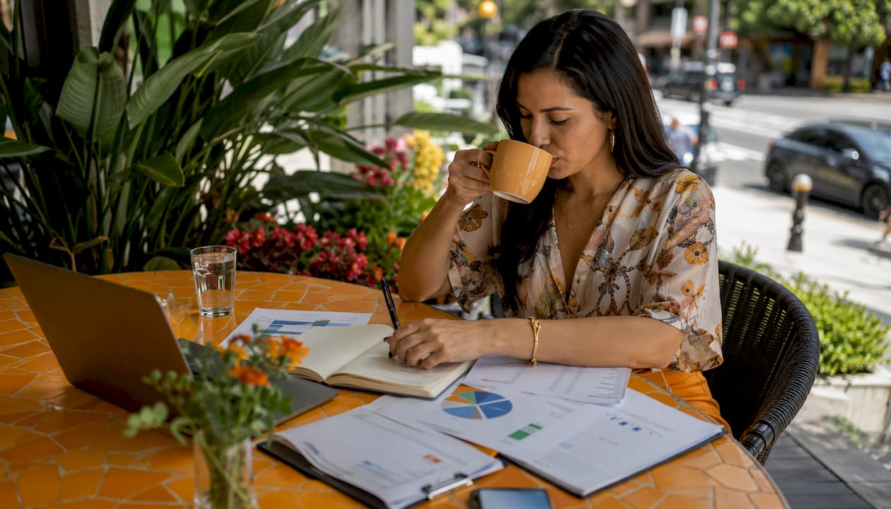 Marketing analyst reviewing social media data