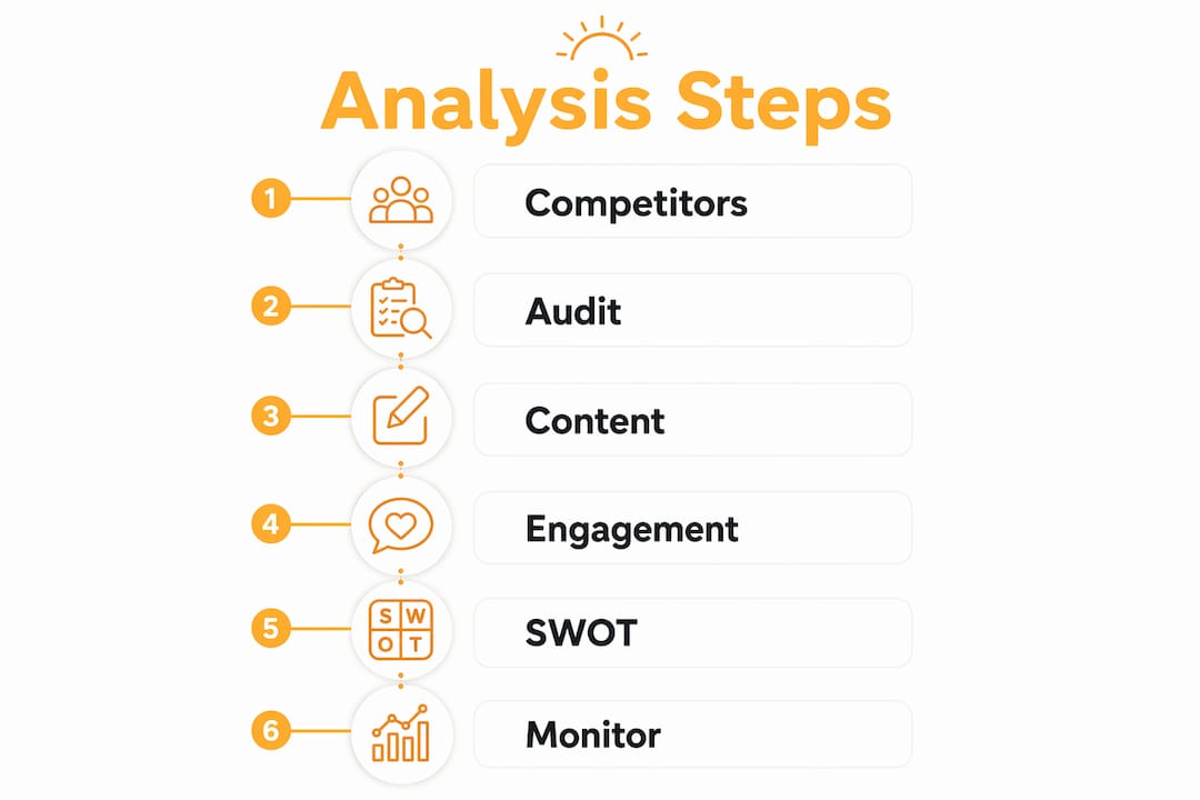 Infographic showing step-by-step social media analysis