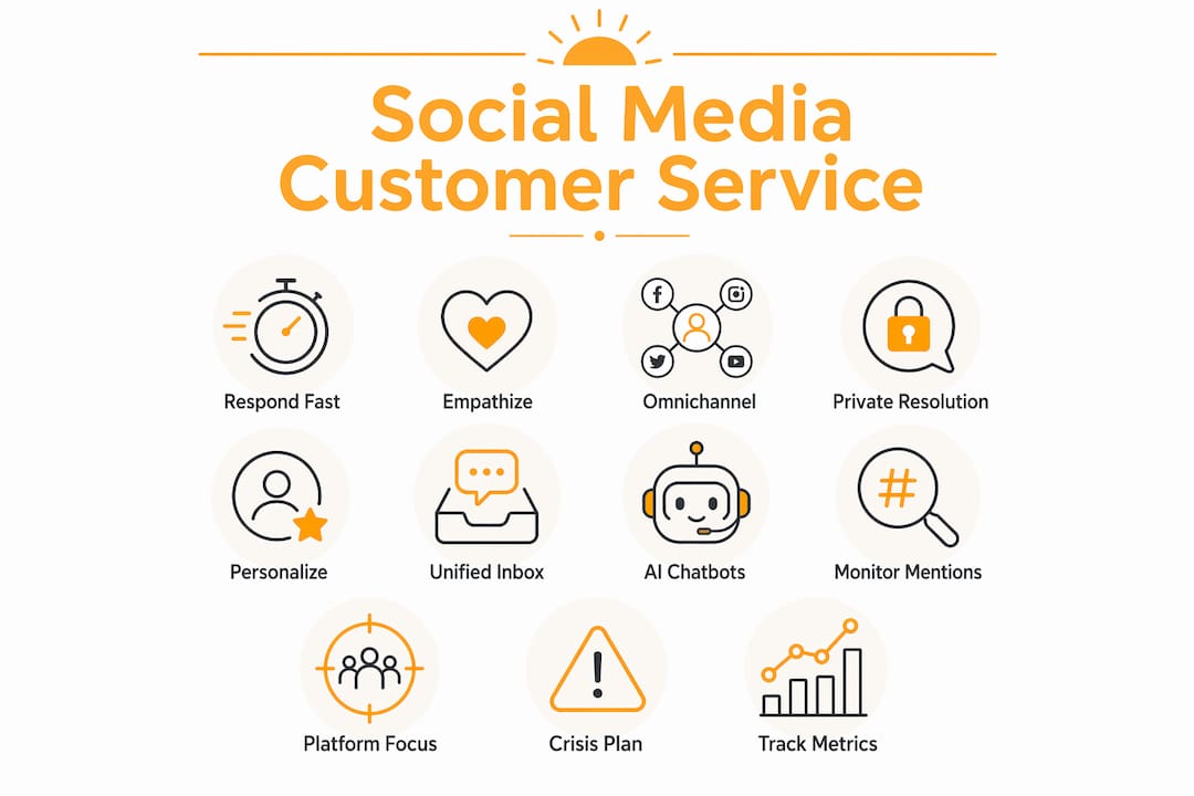 Infographic showing key social media customer service steps