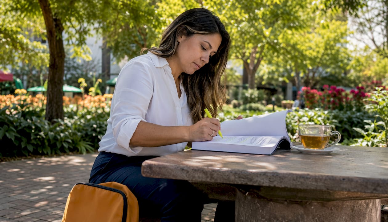 HR manager reviewing social media policy documents