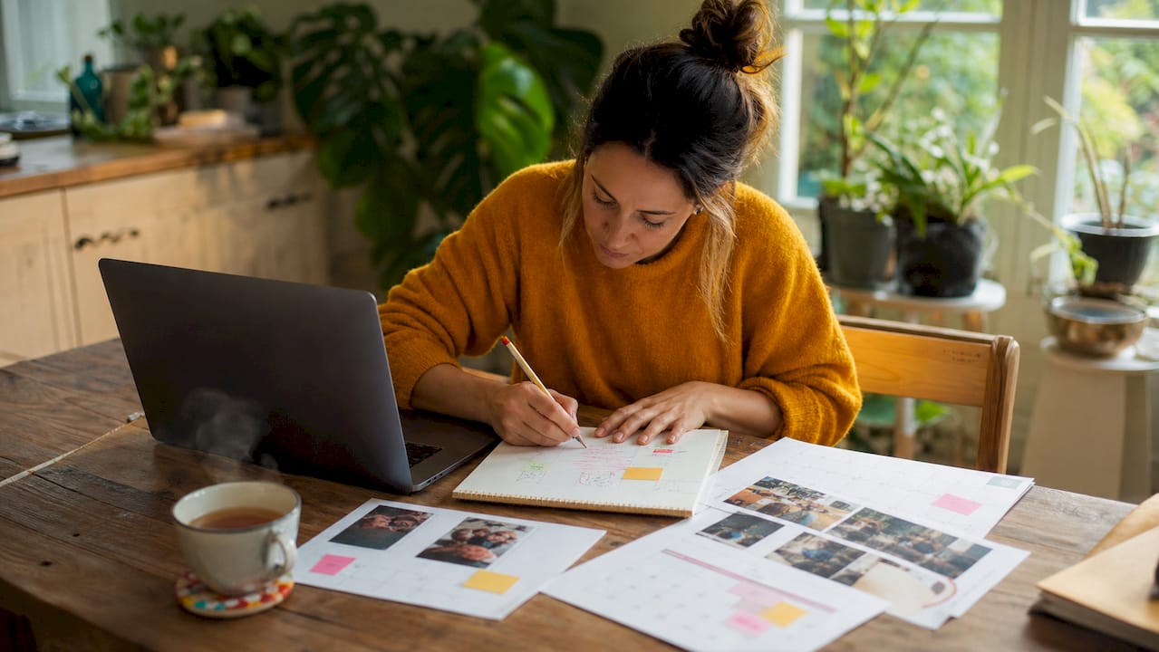 Social media manager planning content calendar