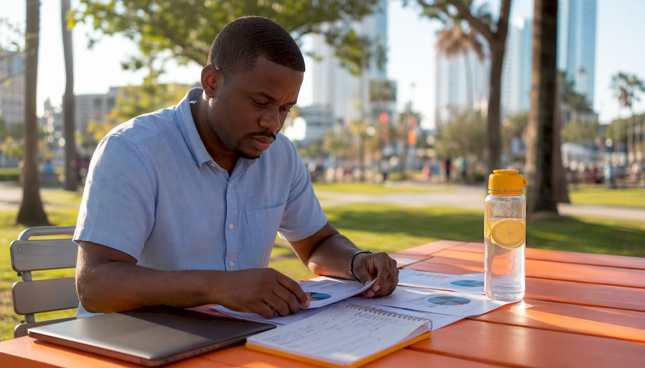 Man analyzing social media performance metrics