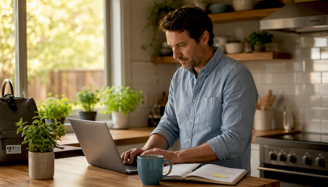 Analyst calculating session duration on laptop keyboard