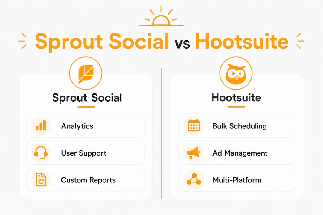 Infographic comparing Sprout Social and Hootsuite features