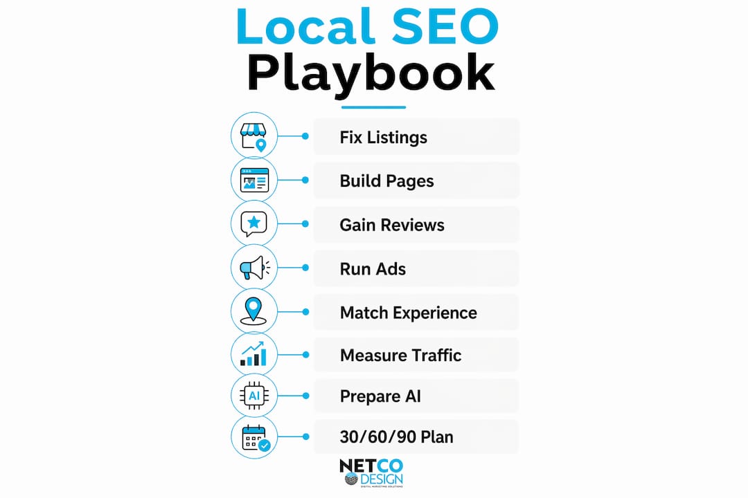 Infographic showing local SEO steps for retail success