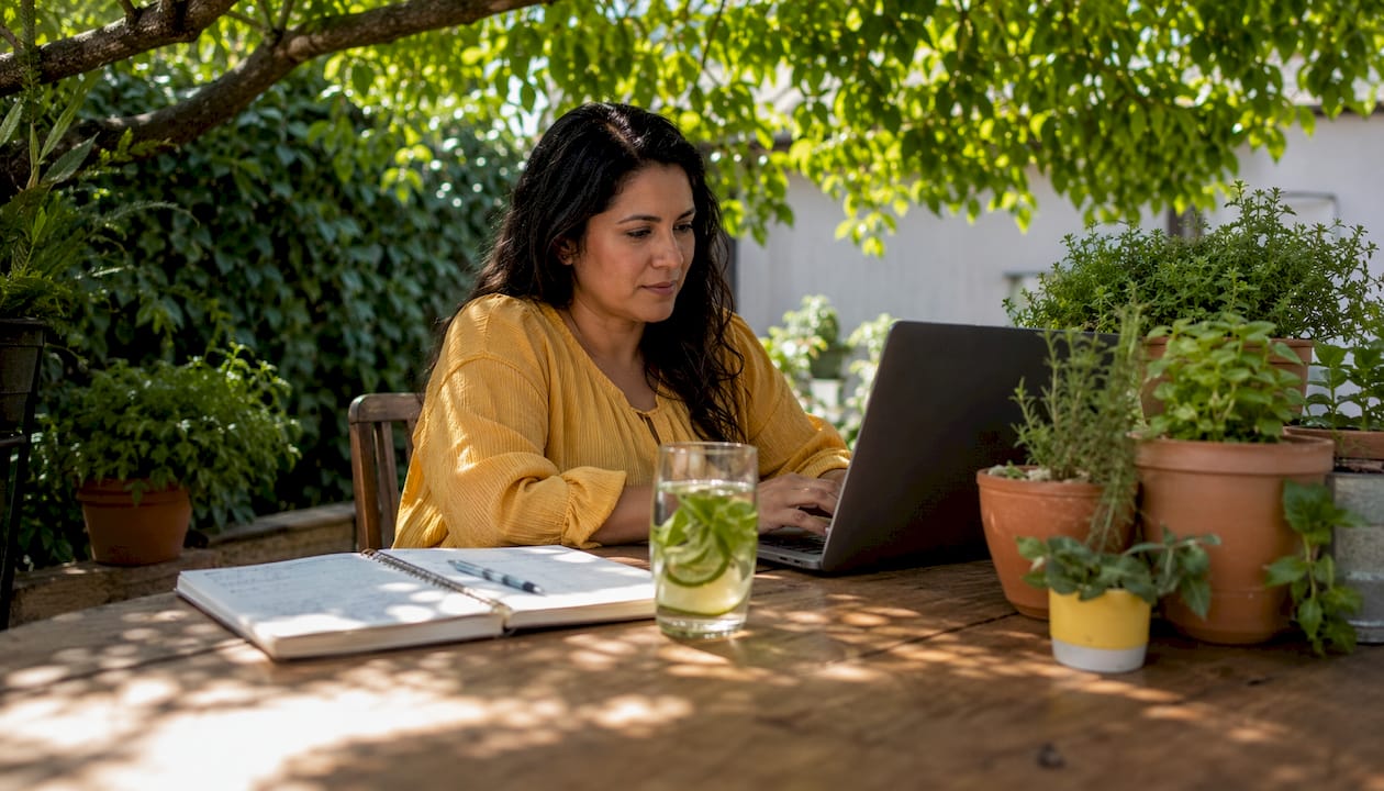 Local business owner using Nextdoor at home