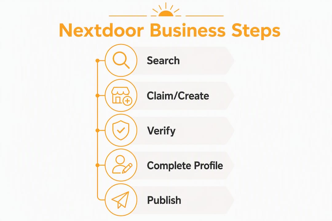 Infographic showing Nextdoor business setup steps