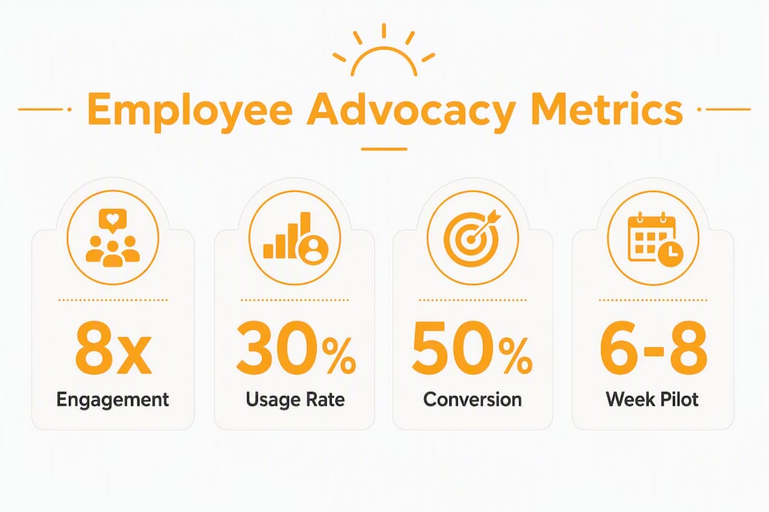 Infographic showing key employee advocacy metrics and benefits