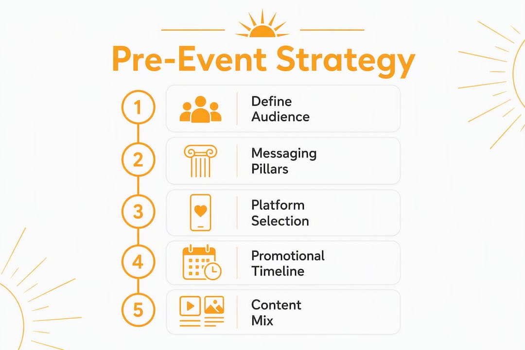 Infographic outlining pre-event social media steps