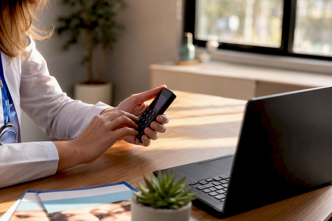 Hands setting up multi-factor authentication