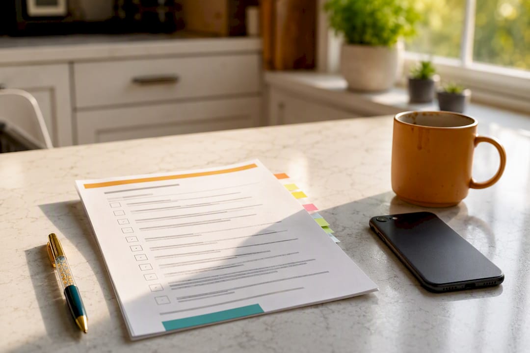 Moderation checklist on wooden desk