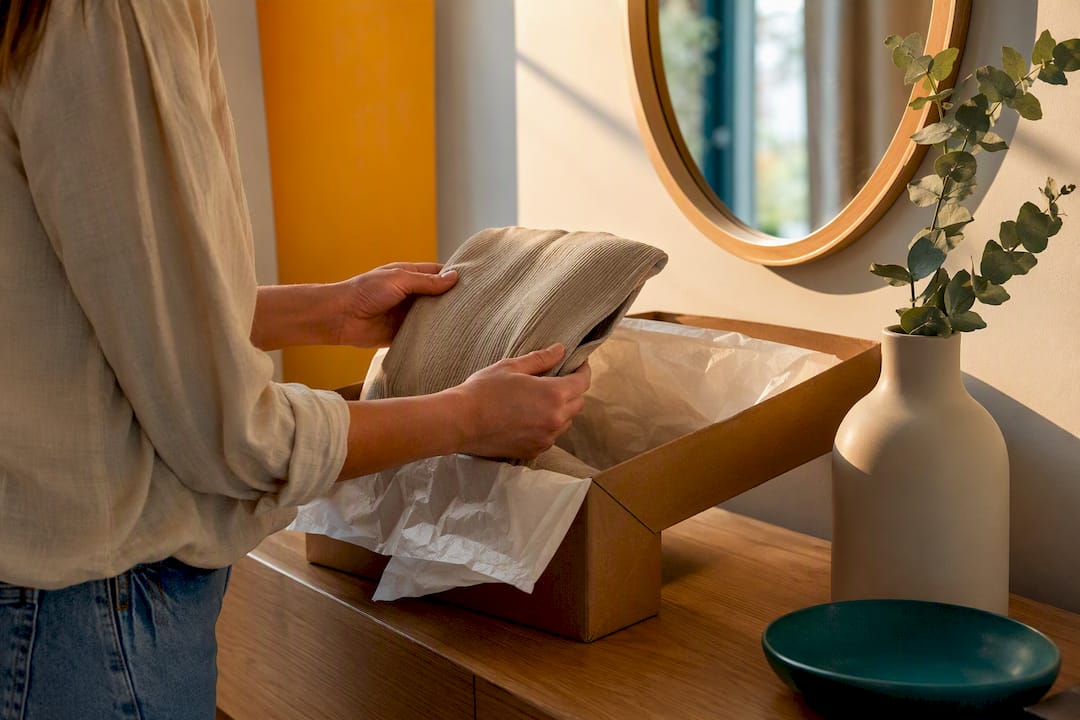 Customer unboxing garment for UGC