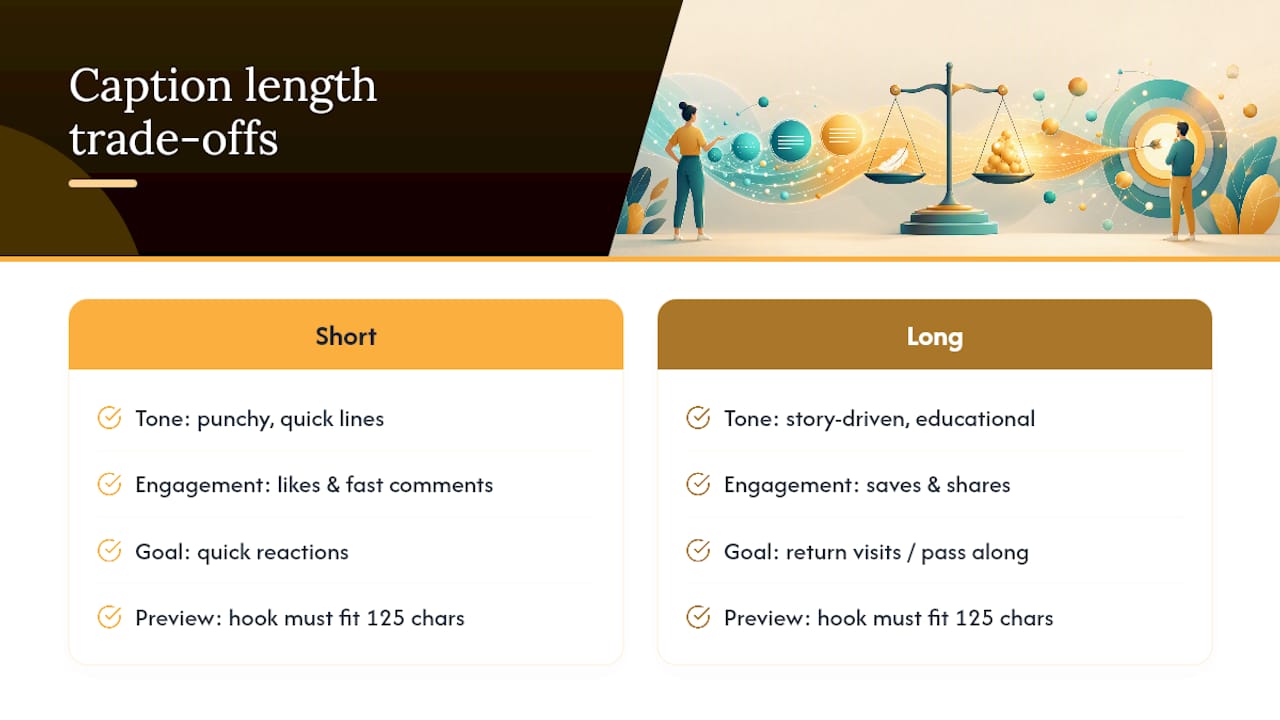 Short and long caption engagement comparison
