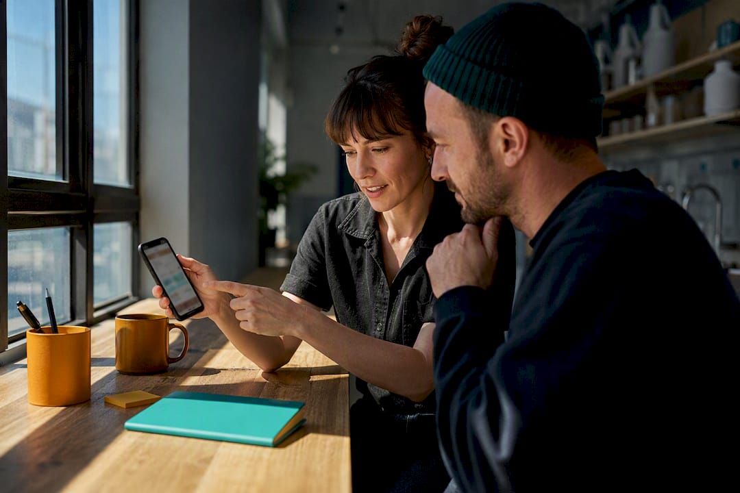 Small team refining social media copy