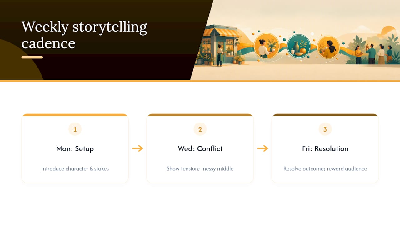 Monday Wednesday Friday storytelling cadence