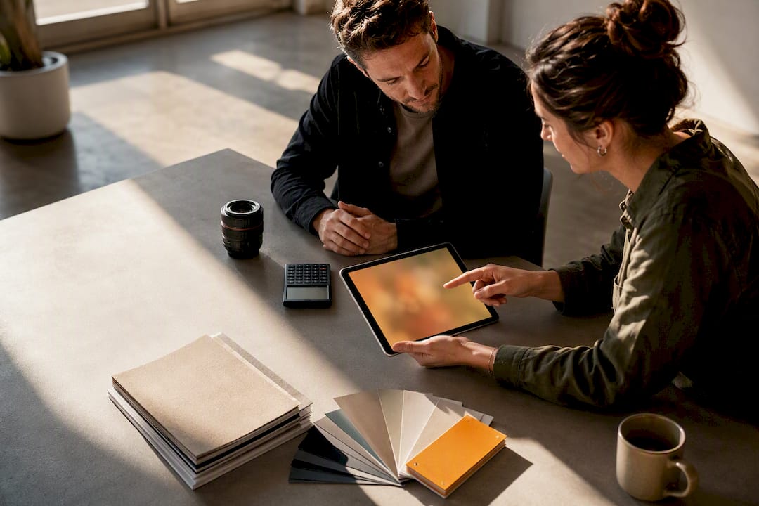 Professionals comparing social media content packages