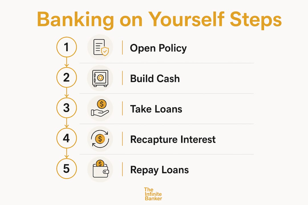 Infographic illustrating five banking on yourself steps
