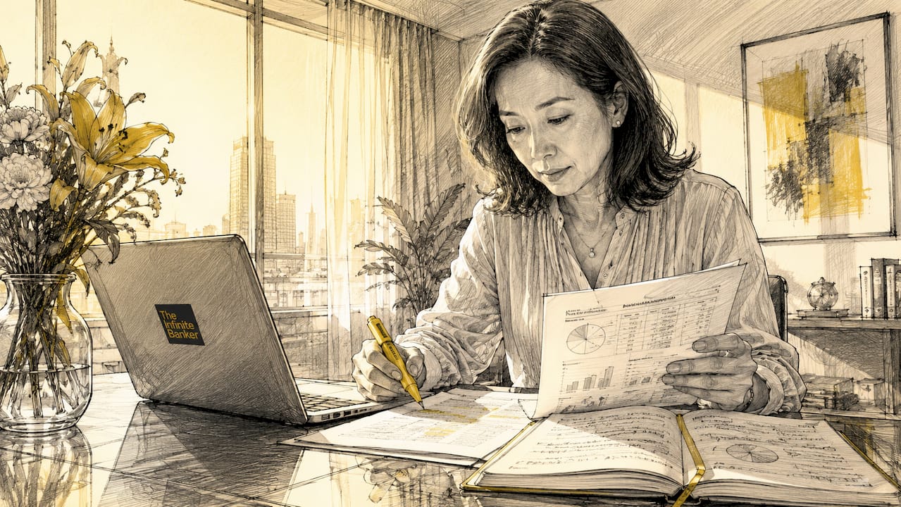 Woman reviewing financial independence documents