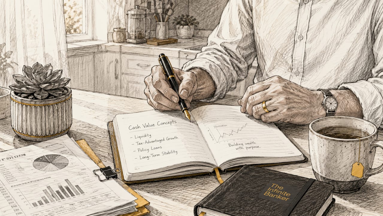 Close-up hands writing notes on ledger