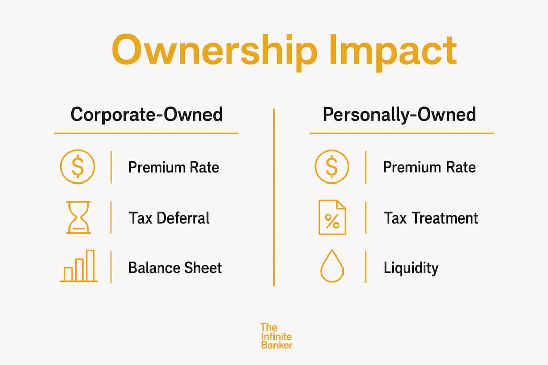 Infographic comparing corporate and personal whole life policies