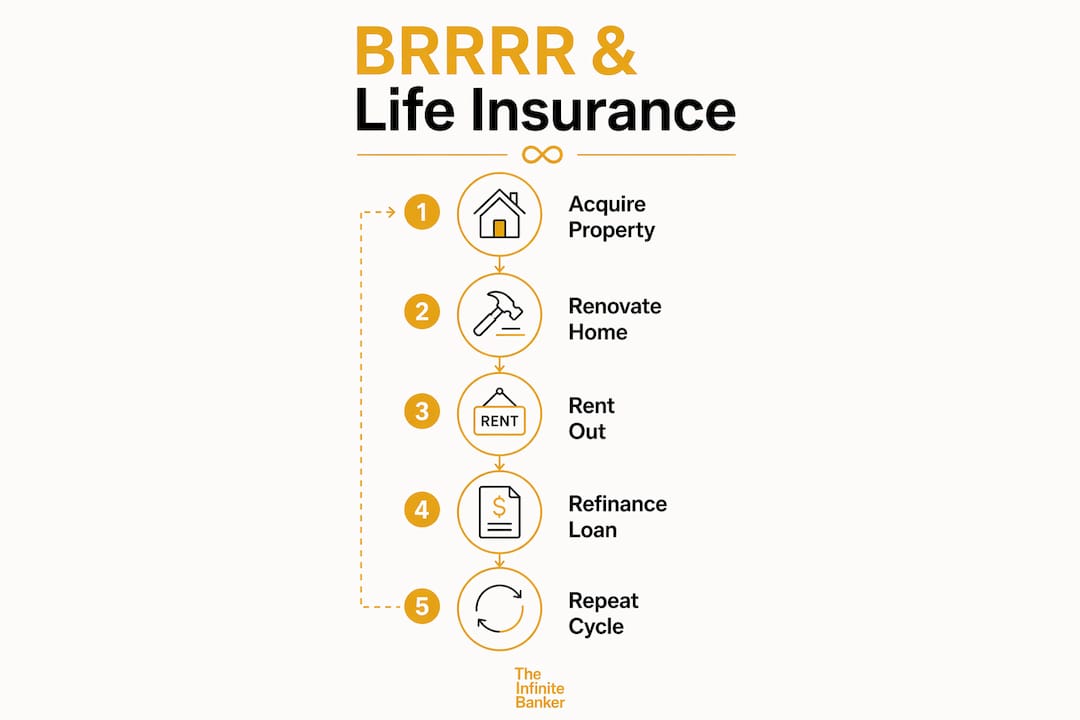 Infographic illustrating BRRRR life insurance process steps