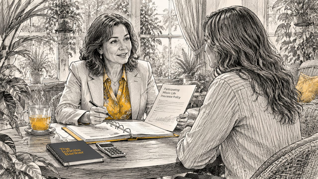 Advisor reviewing life insurance policy with client