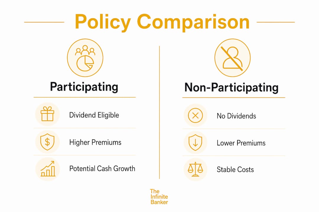 Infographic comparing participating and non-participating whole life insurance