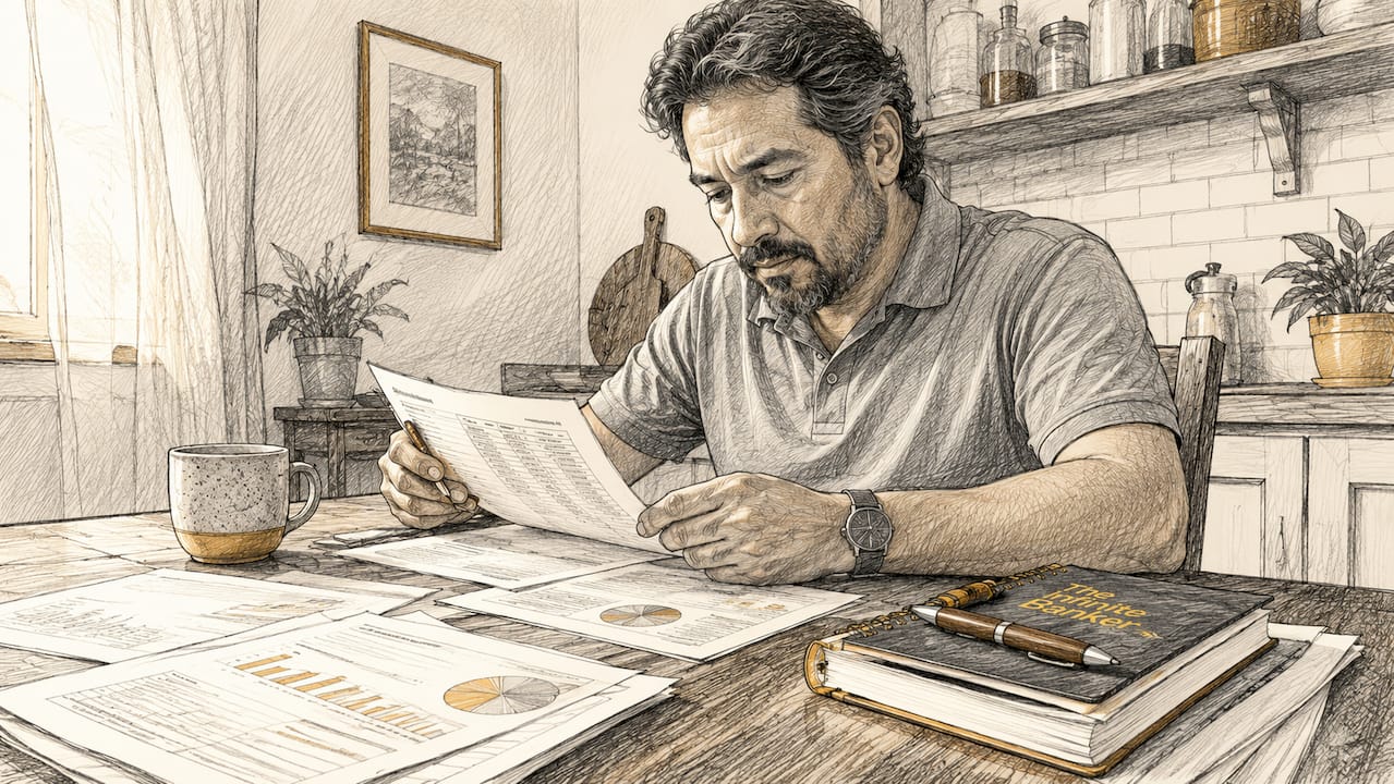 Contractor reviewing financial strategy documents
