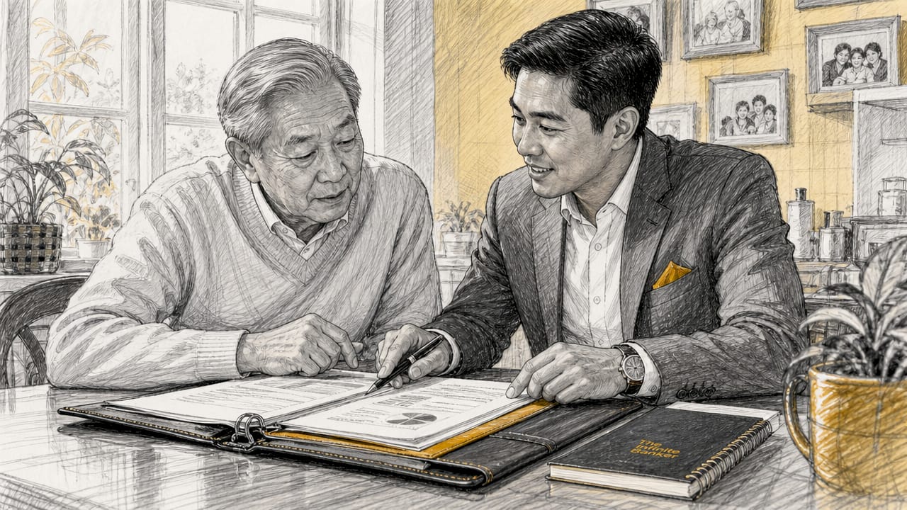 Senior man consulting with financial advisor