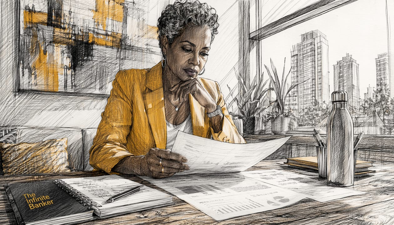 Woman reviewing wealth protection documents